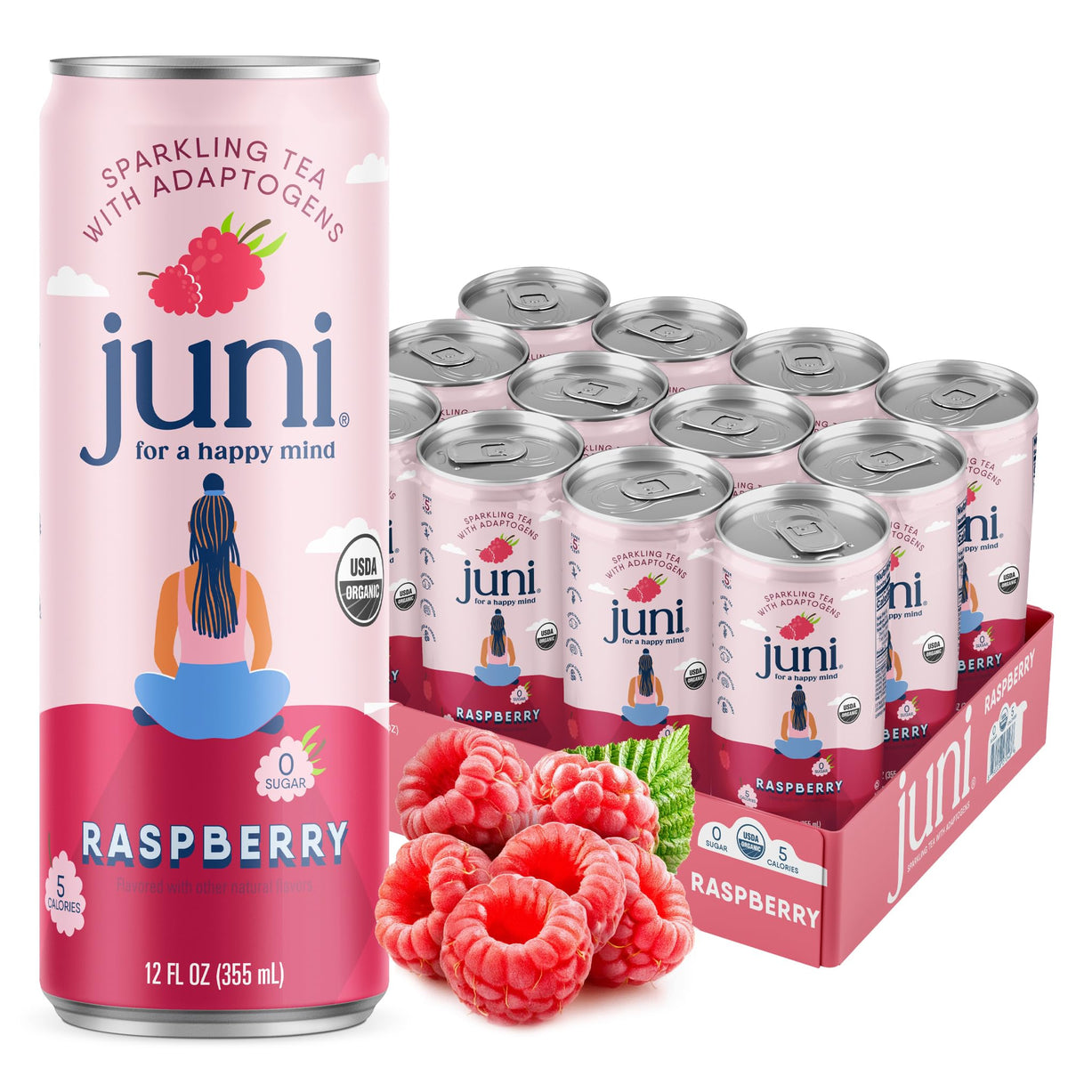 Juni Sparkling Adaptogen Drink for Mood & Focus, 12-Pack