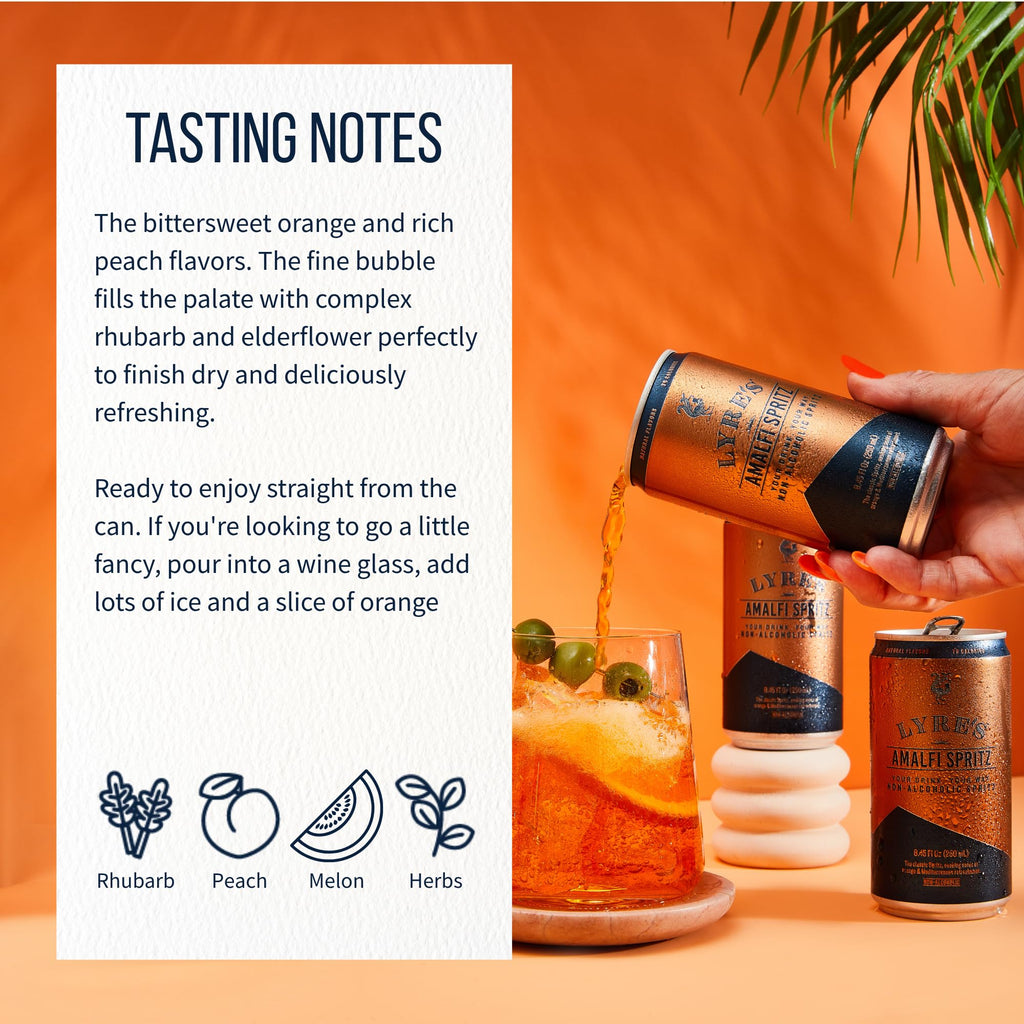 Lyre's Amalfi Spritz Premium Non Alcoholic Spirits, Ready To Drink Mocktails & Nonalcoholic Drinks