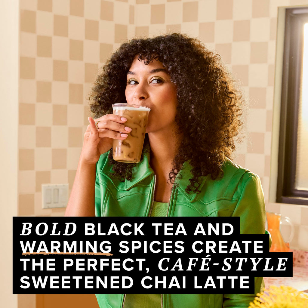 TAZO Classic Chai Latte, Black Tea Concentrate, Easy-to-Serve Caffeinated Chai Tea for Everyday Lattes, Mocktails and Hot or Iced, 32 oz Carton