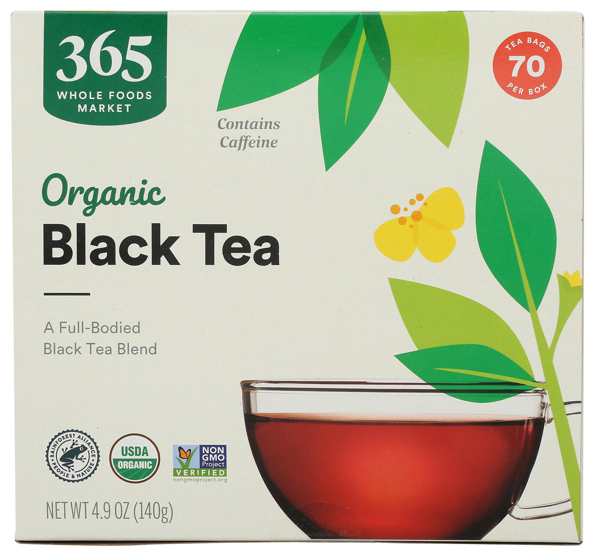 365 by Whole Foods Market 365 By Whole Foods Market Organic Tea Contains Caffeine ' 70 Bags 4 9 Ounce