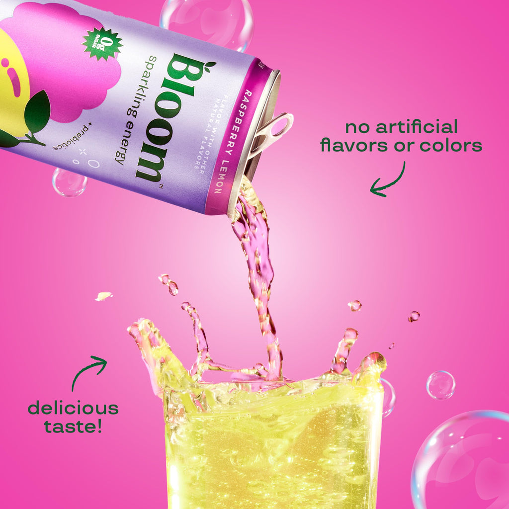 Bloom Nutrition Sparkling Energy Drink - Natural Caffeine, Zero Sugar, 180mg Caffeine - Antioxidant-Rich with Green Coffee Bean, Green Tea Extract, Prebiotics
