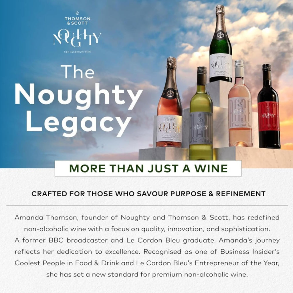 Thomson & Scott Noughty, Alcohol Free, Organic Sparkling Chardonnay, Non Alcoholic Sparkling White Wine, Low-Sugar, Halal Certified, Vegan, 750ml