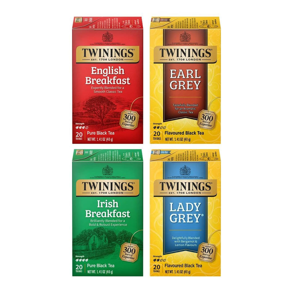Twinings English Breakfast Black Tea Individually Wrapped Bags, 20 Count (Pack of 1), Flavourful, Robust, Caffeinated, Enjoy Hot or Iced, 20 Teabags