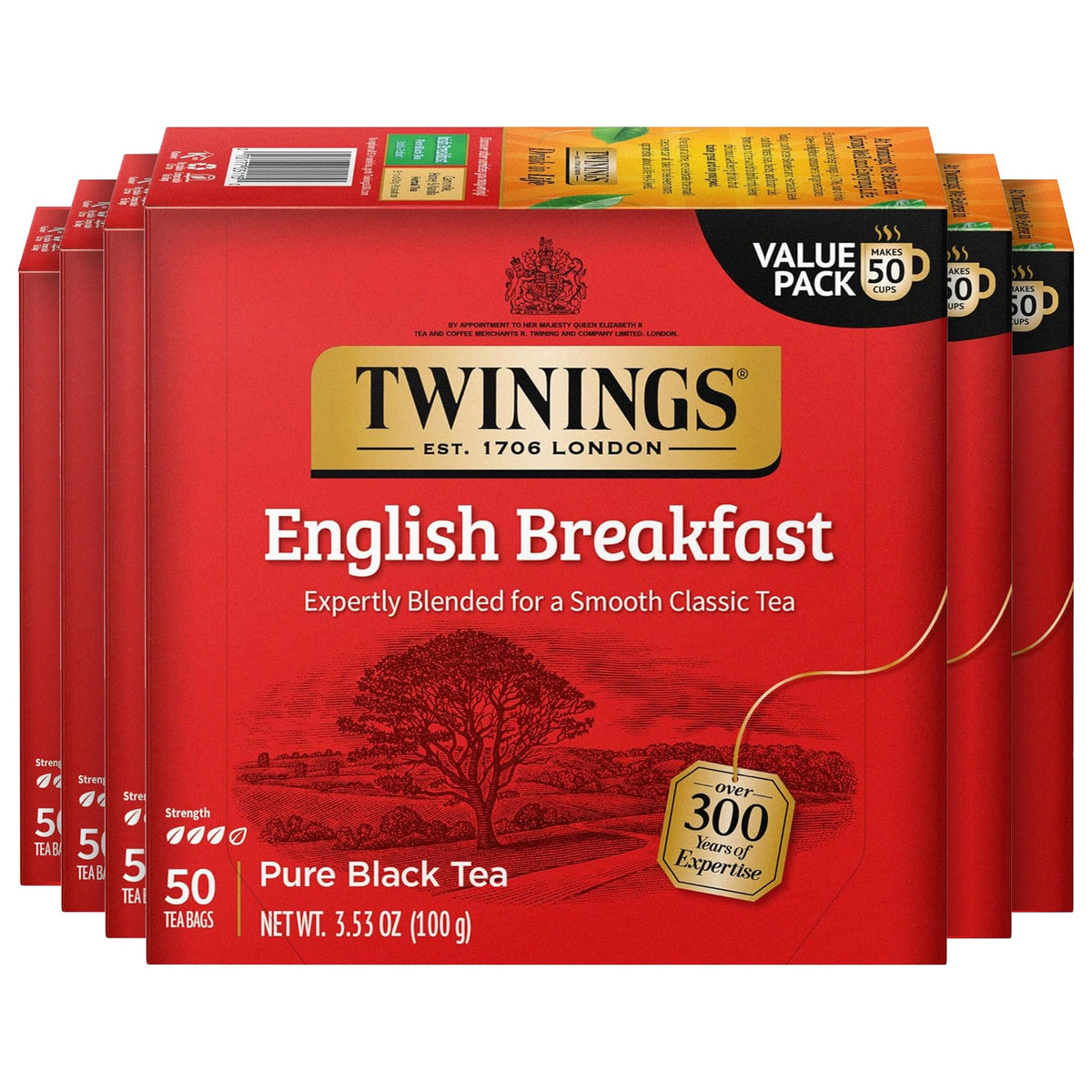 Twinings English Breakfast Black Tea Individually Wrapped Bags, 20 Count (Pack of 1), Flavourful, Robust, Caffeinated, Enjoy Hot or Iced, 20 Teabags