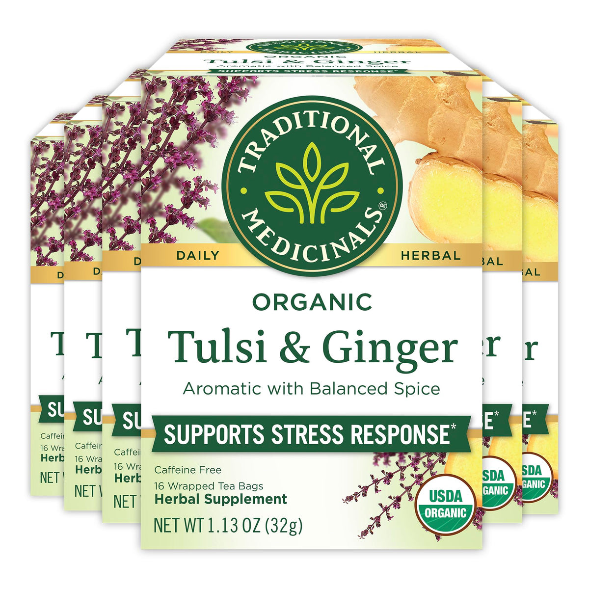 Traditional Medicinals Organic Calming & Stress Support Tea Collection, 16-32 Tea Bags