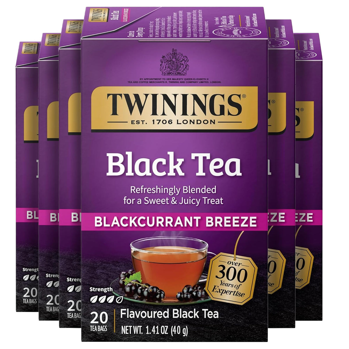 Twinings English Breakfast Black Tea Individually Wrapped Bags, 20 Count (Pack of 1), Flavourful, Robust, Caffeinated, Enjoy Hot or Iced, 20 Teabags