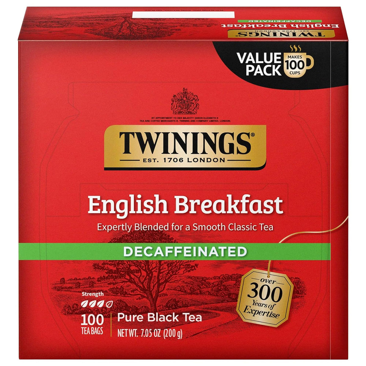 Twinings English Breakfast Black Tea Individually Wrapped Bags, 20 Count (Pack of 1), Flavourful, Robust, Caffeinated, Enjoy Hot or Iced, 20 Teabags