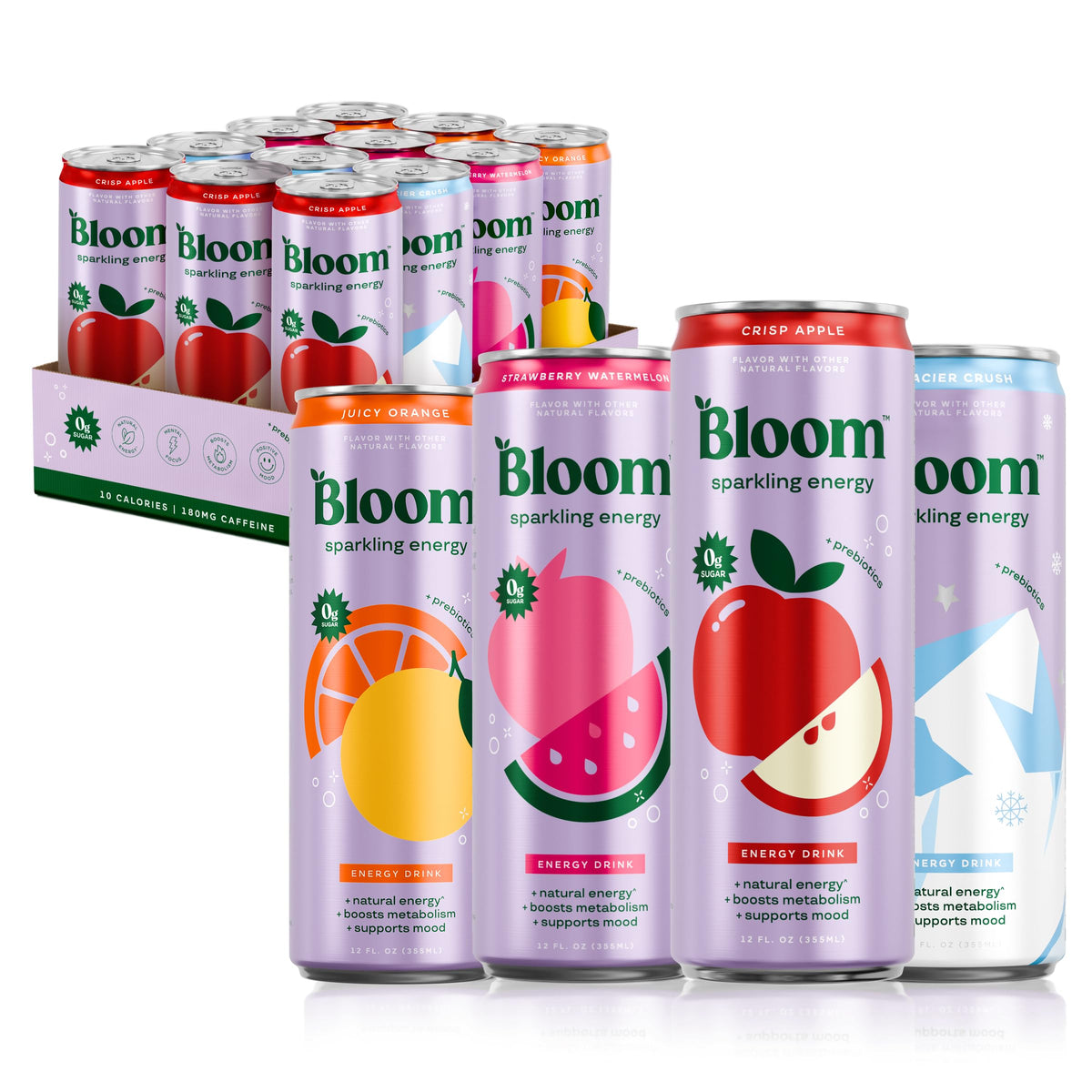 Bloom Nutrition Zero Sugar Sparkling Energy Drink 180mg