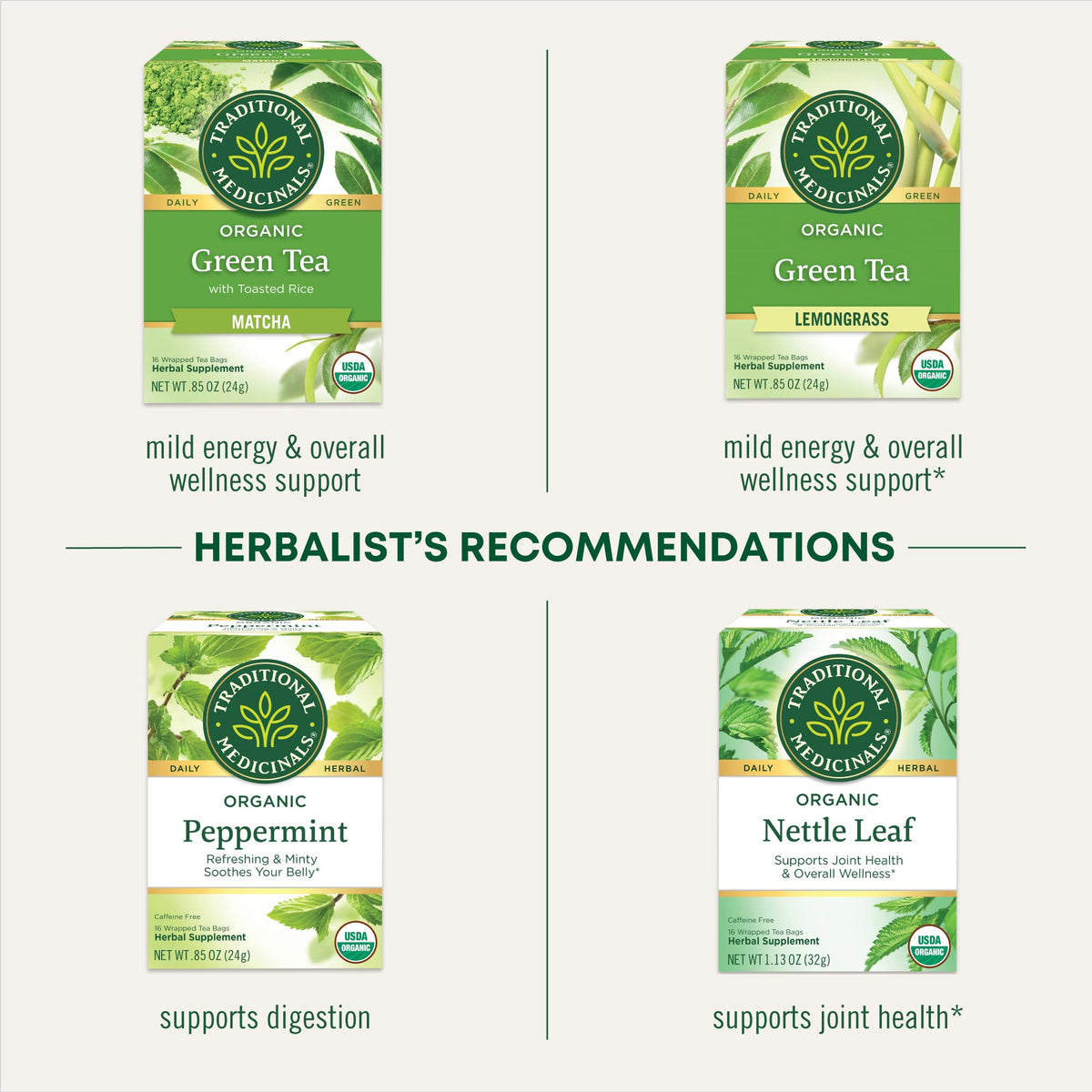 Traditional Medicinals Organic Green Tea & Hibiscus Collection, 16-96 Tea Bags