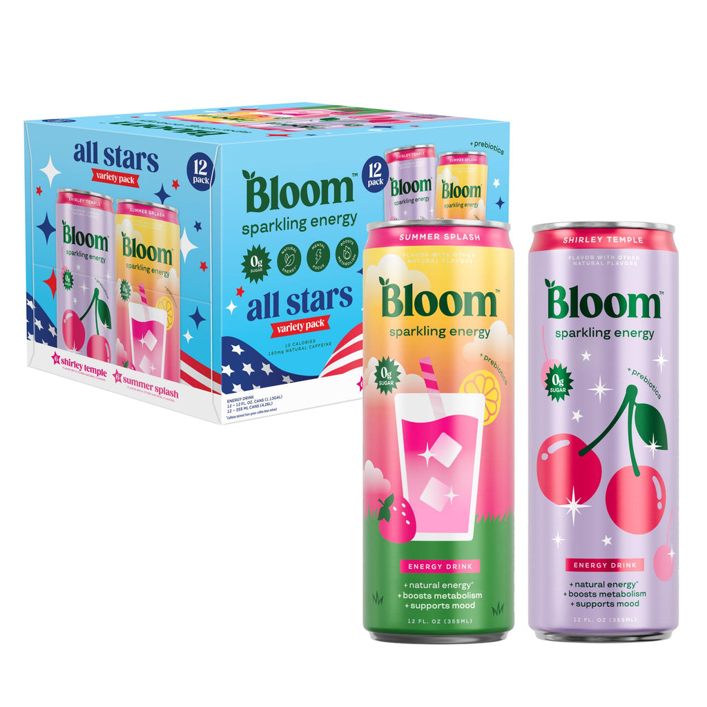Bloom Nutrition Sparkling Energy Drink - Natural Caffeine, Zero Sugar, 180mg Caffeine - Antioxidant-Rich with Green Coffee Bean, Green Tea Extract, Prebiotics