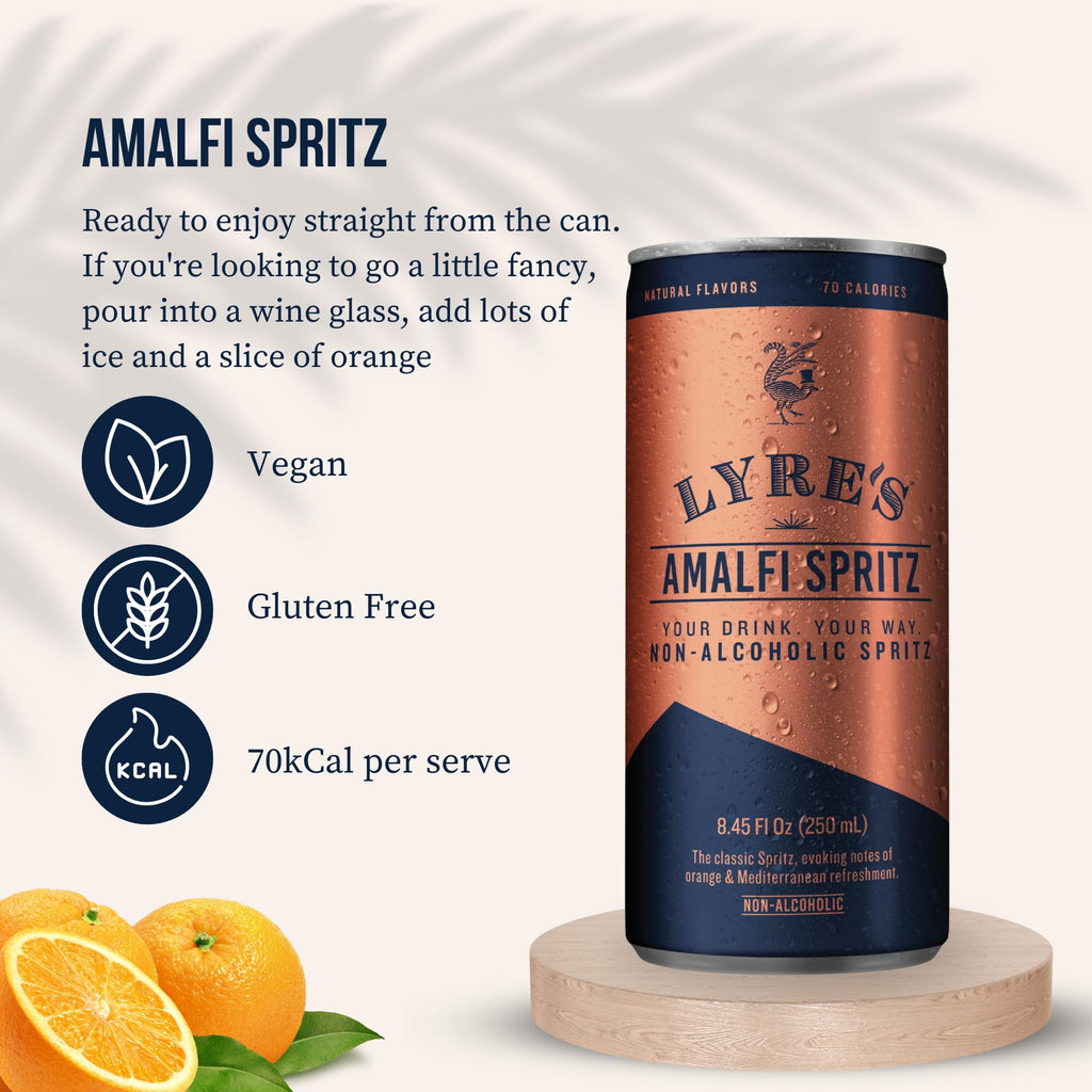 Lyre's Amalfi Spritz Premium Non Alcoholic Spirits, Ready To Drink Mocktails & Nonalcoholic Drinks